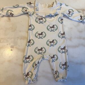 The Beaufort Bonnet Company Cream Horse Print Footie